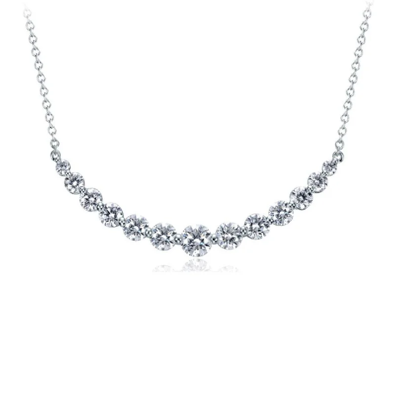 Elegant Pendant Necklaces For Formal Occasions-Memoire 18k White Gold Smile Curved Diamond Necklace