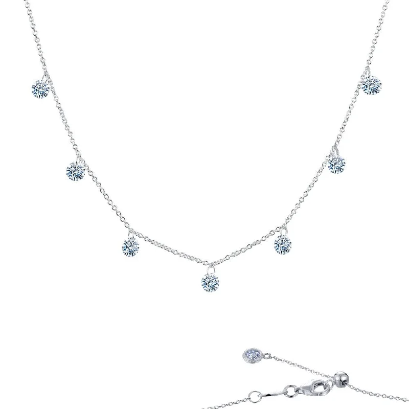 Boho Style Necklaces For Free Spirits-Sterling Silver & Simulated Diamond Frameless Raindrop Necklace by Lafonn