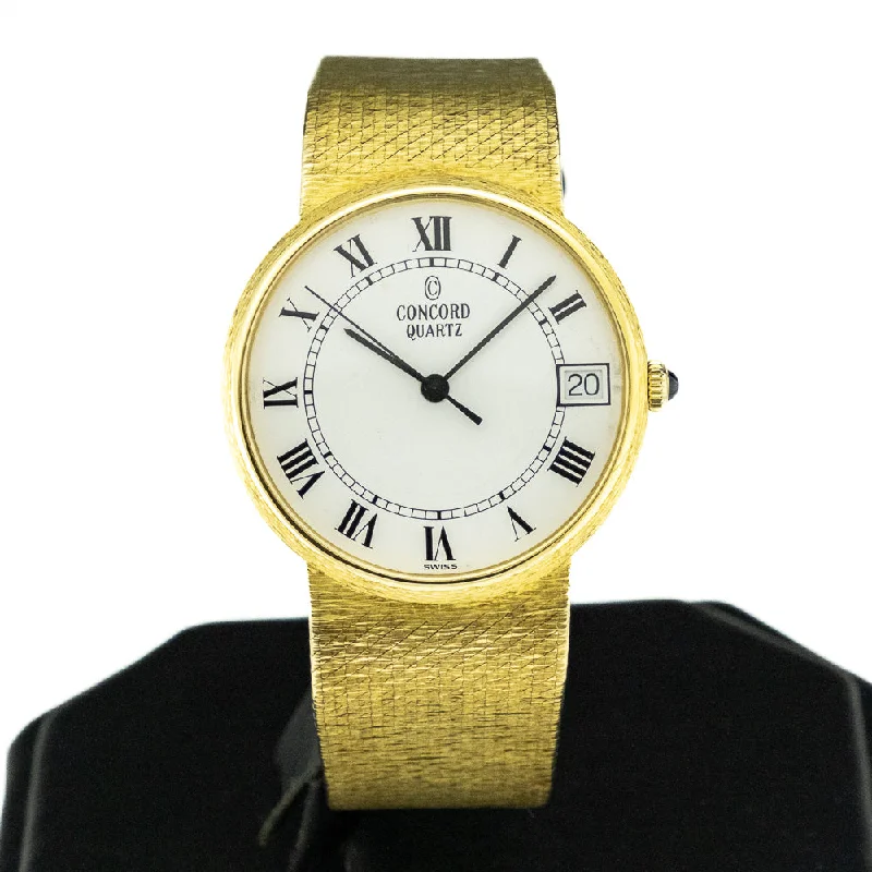 Watches With Feather Accents-Classic Concord Gent's Watch in 14K Yellow Gold