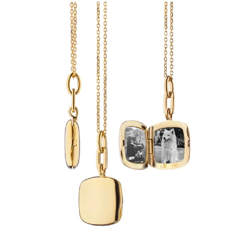 Simple Silver Chain Necklaces For Everyday Glam-Monica Rich Kosann Slim "Viv" Locket Necklace 18k Gold