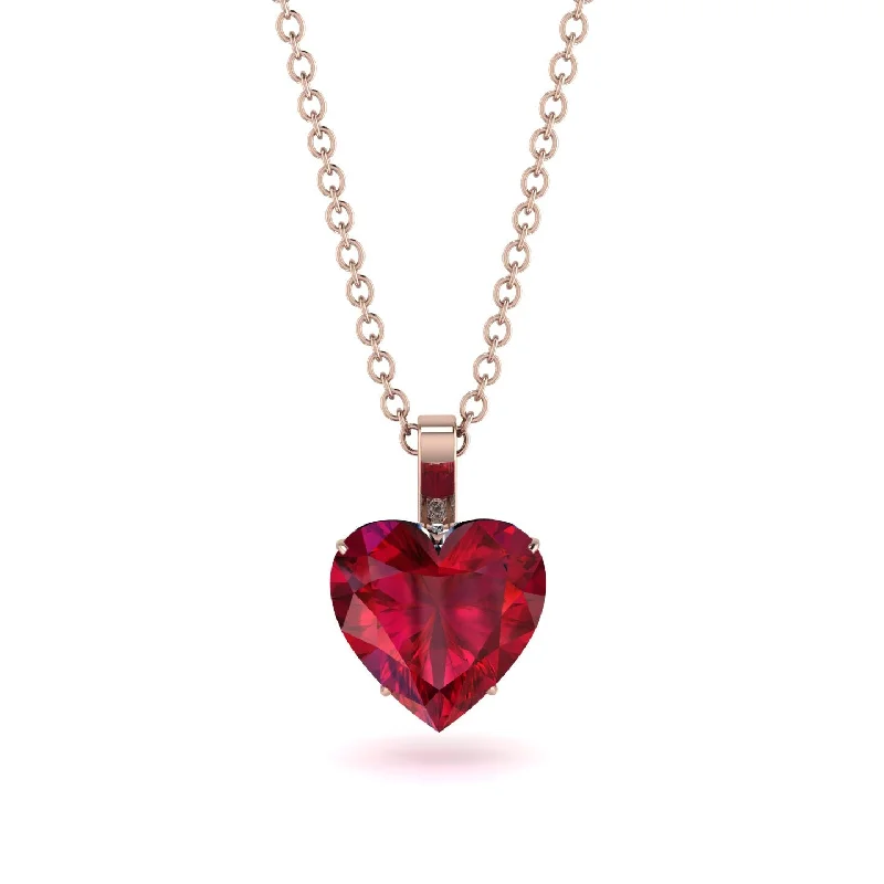 Personalized Gold Charm Necklaces For Special Gifts-Heart Ruby Necklace - Noelle No. 11