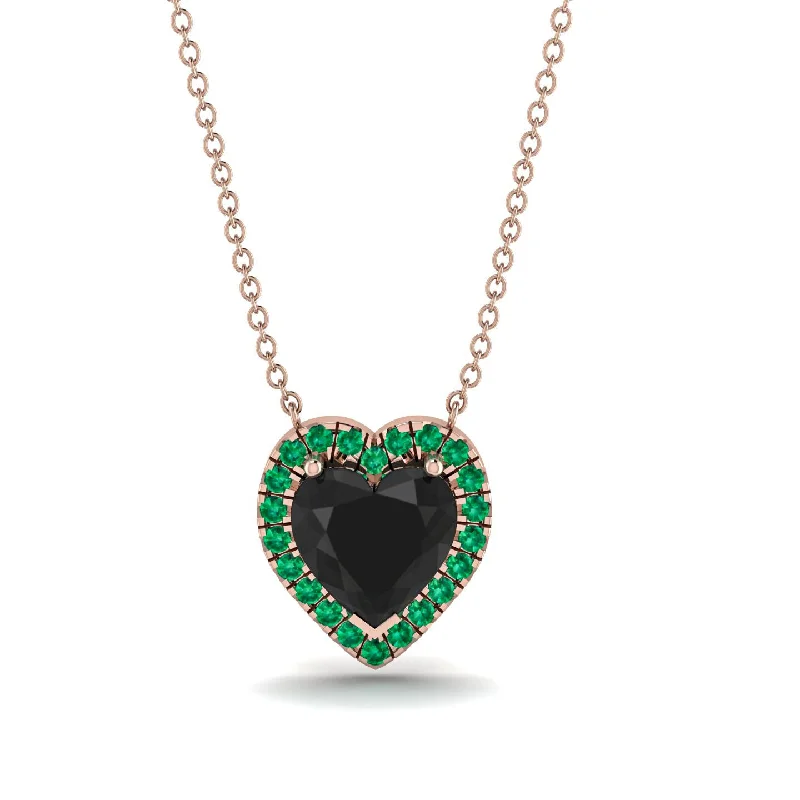 Simple Gold Chain Necklaces For Elegant Style-4.7Ct Black Diamond Halo Heart Necklace - Jaylene No. 23