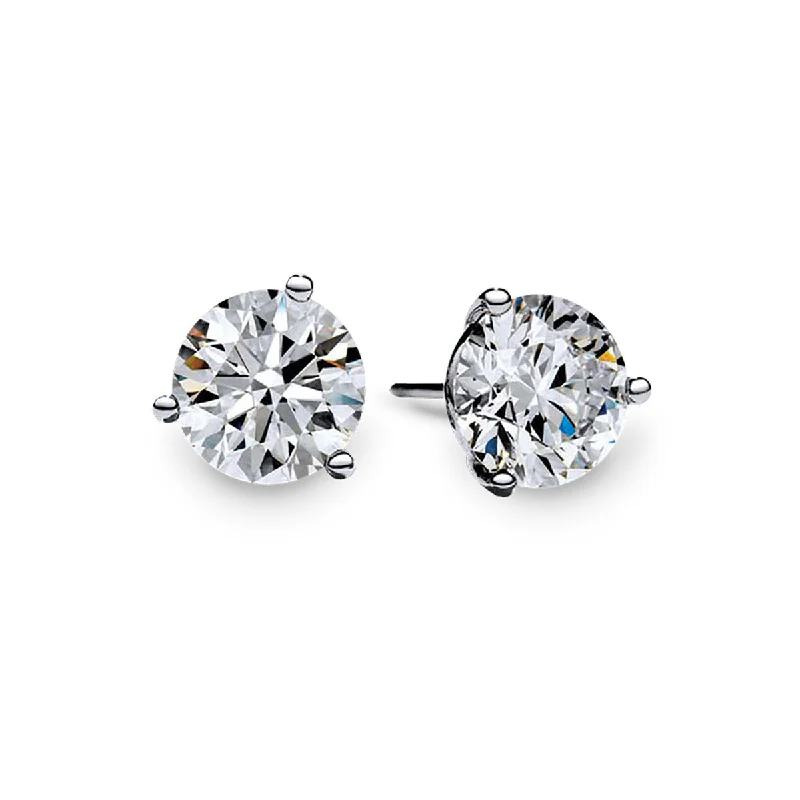 Stunning Long Earrings For Evening Parties-18K Fire and Ice White Gold Diamond Stud Earrings