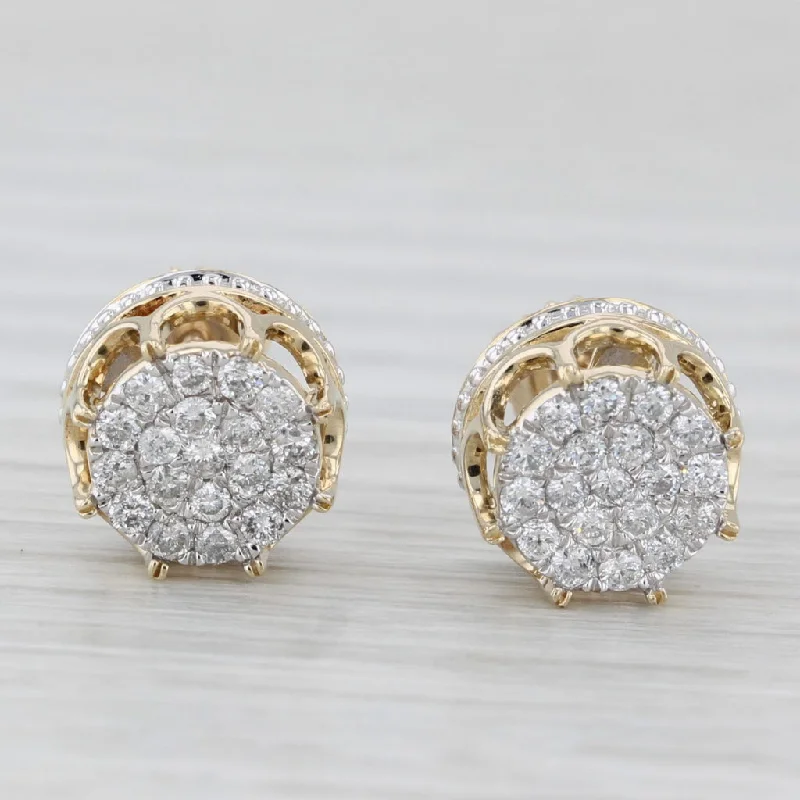 Dazzling Crystal Earrings For Elegant Style-0.50ctw Diamond Cluster Stud Earrings 10k Yellow Gold Screw Back