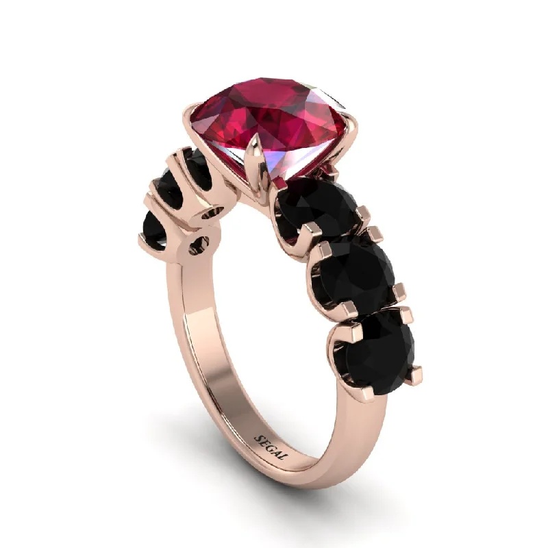 Beautiful Gold Engagement Rings For Brides-Round Cut Ruby Cathedral Engagement Ring - Tatum No. 41