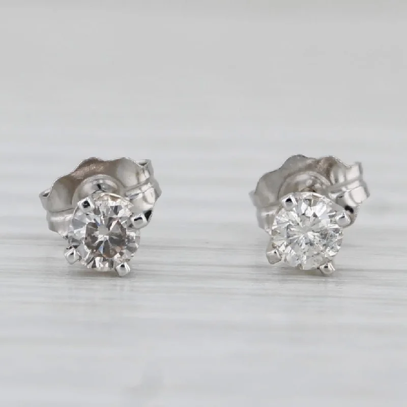 Cute Heart Shaped Earrings For Girlfriends-0.20ctw Diamond Stud Earrings 14k White Gold Round Solitaire Studs