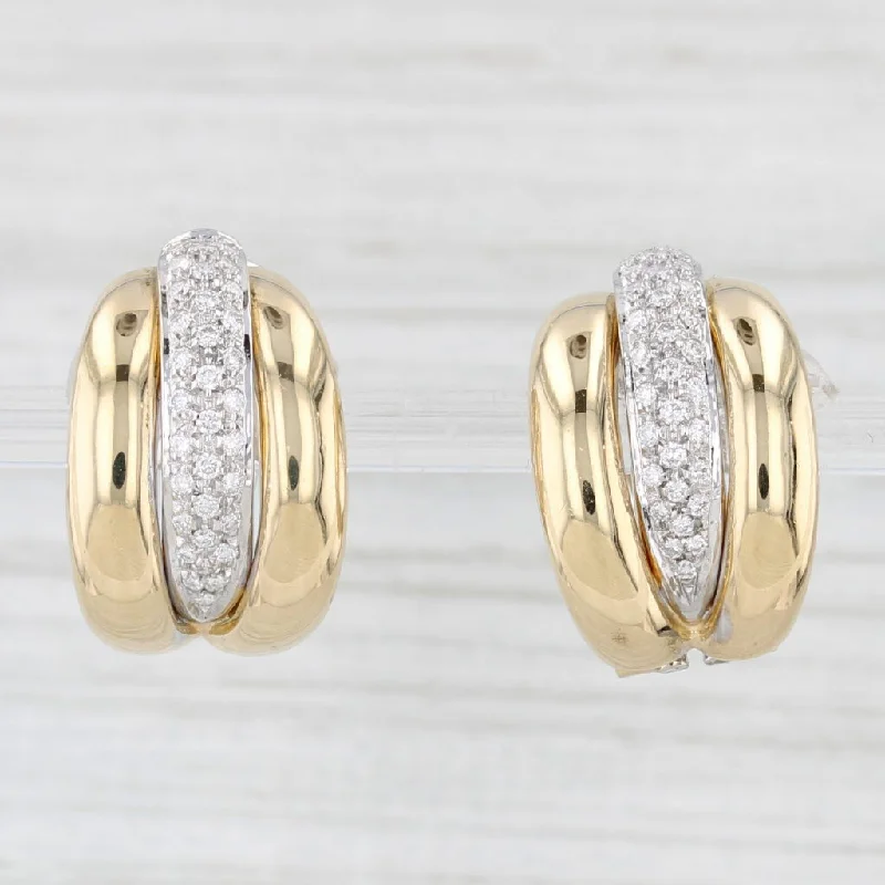 Trendy Square Earrings For Bold Looks-Leo Pizzo 0.34ctw Diamond Drop Earrings 18k Gold Omega Backs Clip Ons