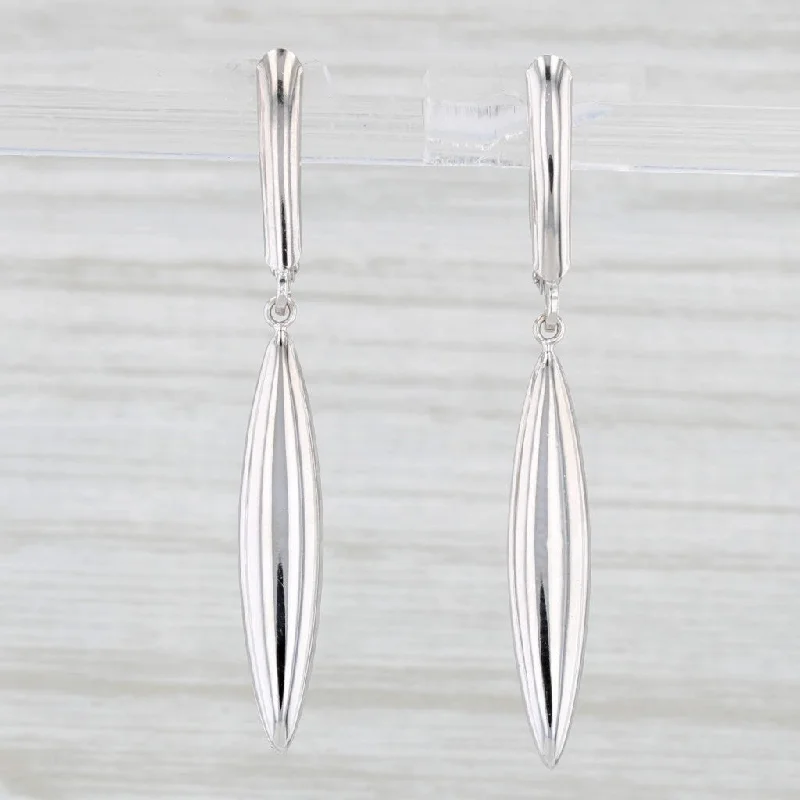 Silver Earrings For Timeless Fashion-Marquise Bead Dangle Earrings 14k White Gold Leveback Drops