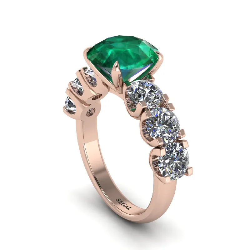 Unique Sapphire Engagement Rings For Brides-Round Cut Emerald Cathedral Engagement Ring - Tatum No. 5