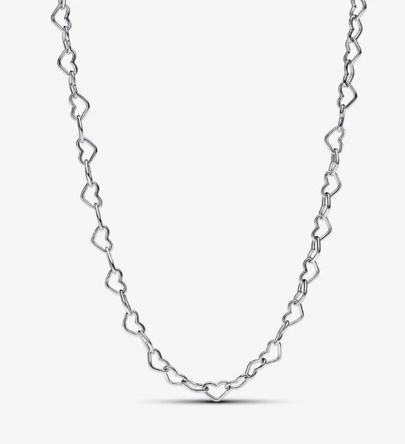 Trendy Rope Necklaces For Casual Fashion-Pandora Linked Hearts Collier Necklace