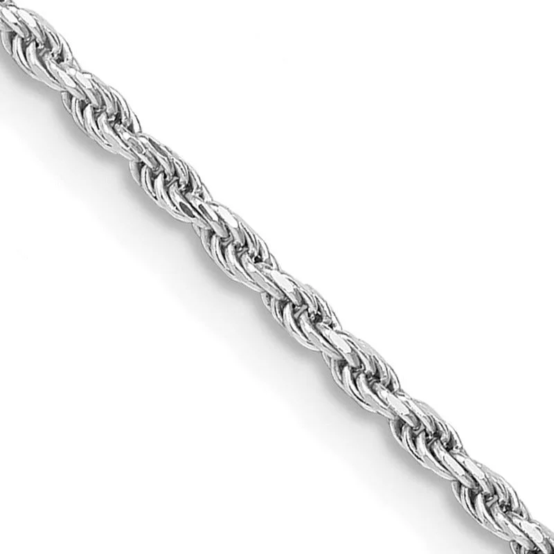 Fashionable Bar Necklaces For Chic Looks-Sterling Silver Rhodium-plated 1.7mm Diamond-cut Rope Chain Necklace w/2in ext.