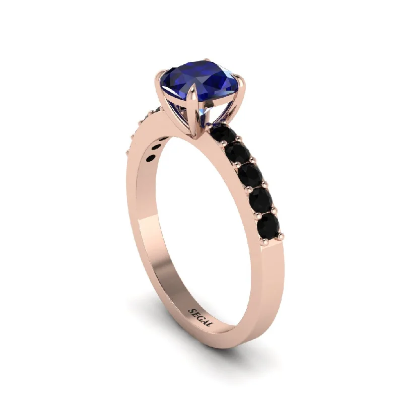 Simple Stackable Rings For Trendy Fashion-Cushion-Cut Sapphire Classic Elegance Engagement Ring - Demi No. 44