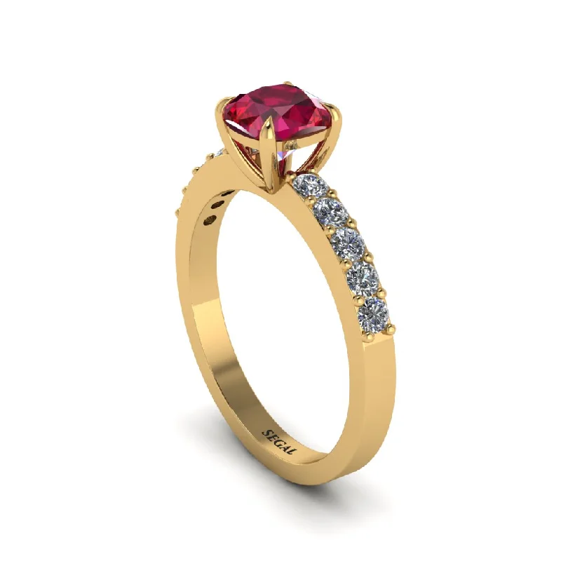 Classic Birthstone Rings For Custom Gifts-Cushion-Cut Ruby Classic Elegance Engagement Ring - Demi No. 10