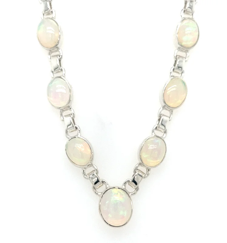 Silver Heart Necklaces For Romantic Gifts-Sterling Silver Ethiopian Opal Necklace