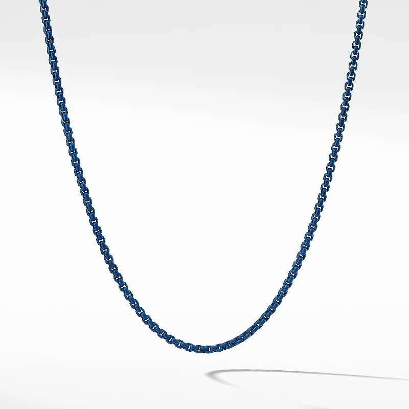 Silver Long Necklaces For Chic Style-David Yurman Box Chain Necklace in Blue Acrylic 4MM