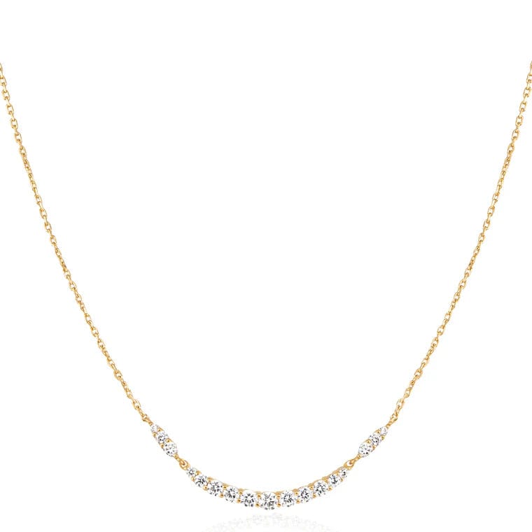 Elegant Heart Necklaces For Romantic Gifts-Gold Arc Pave Necklace