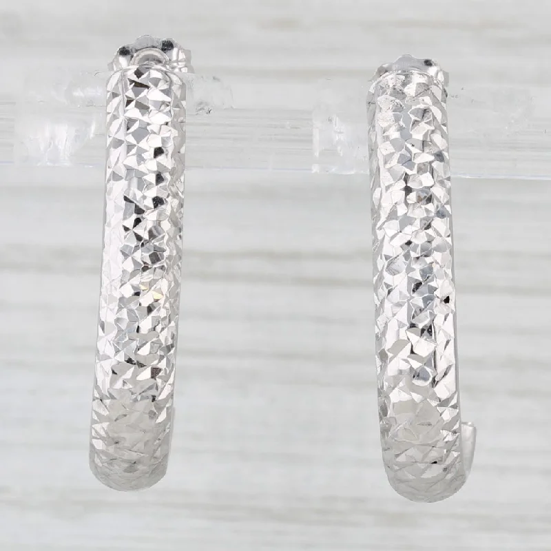 Stylish Dangle Earrings For Every Day-Etched Pattern J-Hook Earrings 10k White Gold Pierced Drops