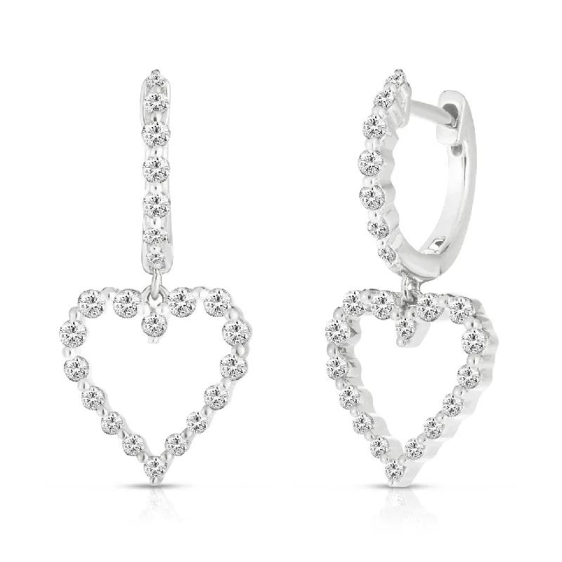 Round Hoop Earrings For Fashionistas-14K White Gold Diamond Graduated Diamond Dangle Earrings