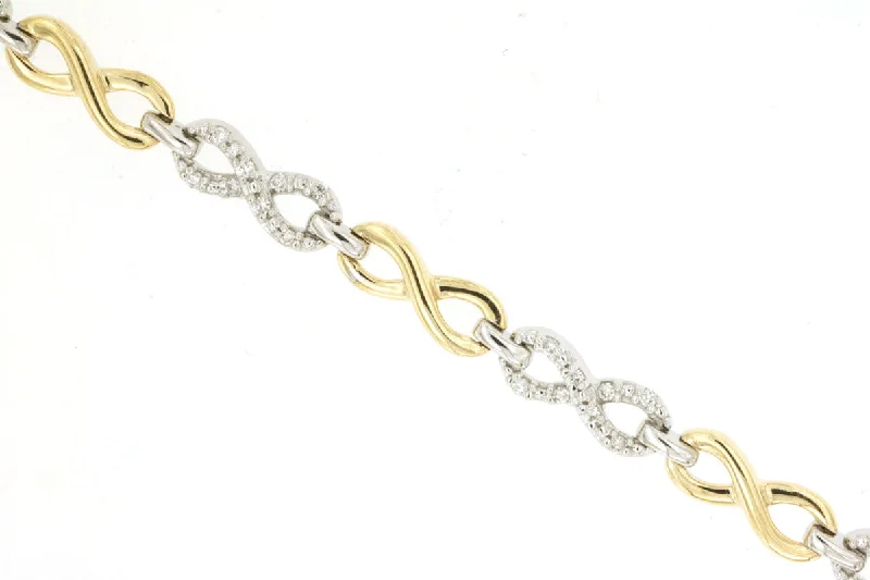 Bracelets With Faux Gems-14KTT Yellow Gold Infinity Diamond Bracelet