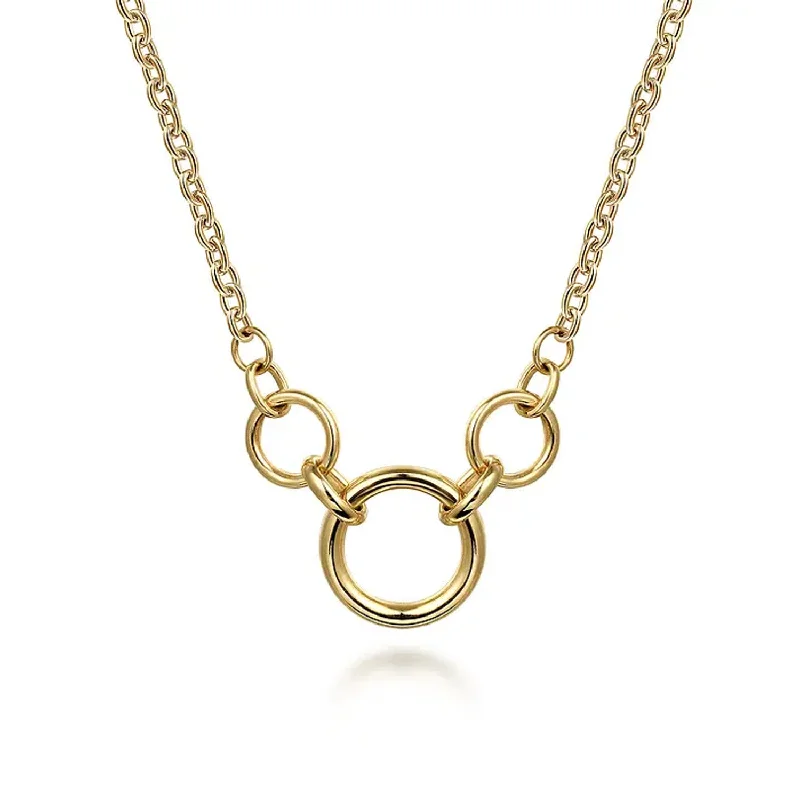 Gold Plated Necklaces With Diamonds-Gabriel 14K Yellow Gold Hollow Tube Link Necklace