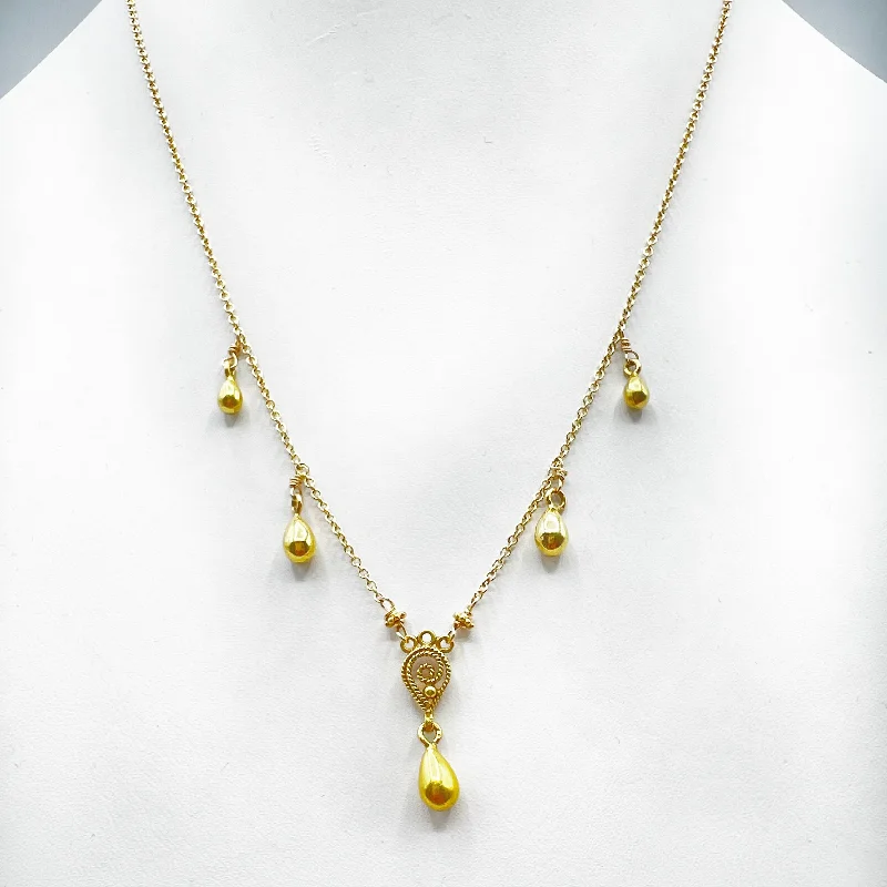 Long Beaded Necklaces For Boho Vibes-Golden Droplets Necklace