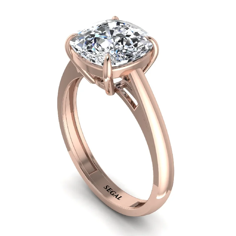 Beautiful Solitaire Rings For Engagement-Cushion Cut Diamond Solitaire Engagement Ring - Royalty No. 2