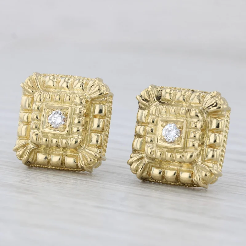 Silver Earrings For Formal Events-Penny Preville 0.20ctw Diamond Stud Earrings 18k Yellow Gold Clip On Omega