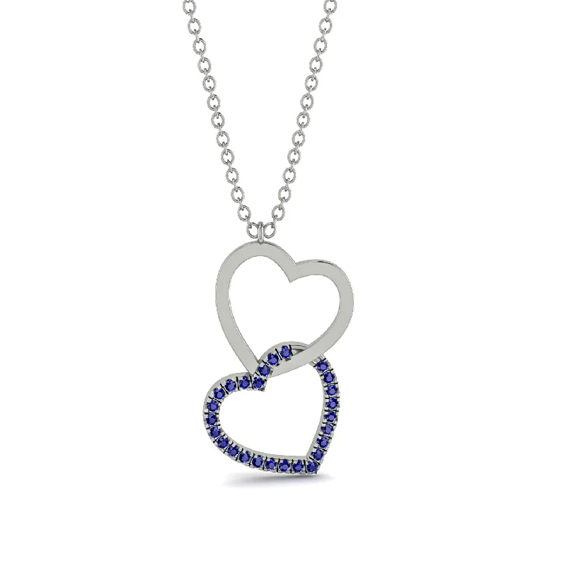 Classic Choker Necklaces For Fashion Statements-Interlocked Hearts Sapphire Necklace - Wendy No. 15