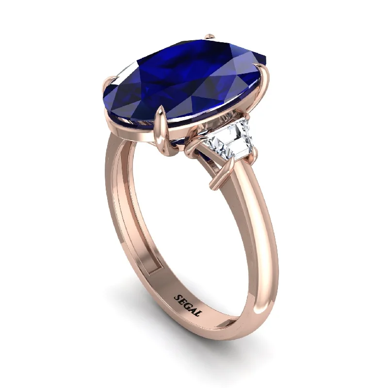 Simple Custom Wedding Rings For Brides-Oval-Cut Sapphire Three Stone Engagement Ring - Amari No. 14