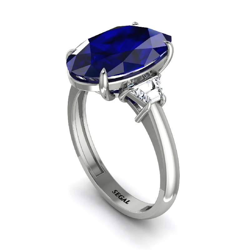 Unique Gemstone Wedding Rings For Brides-Oval-Cut Sapphire Three Stone Engagement Ring - Amari No. 15