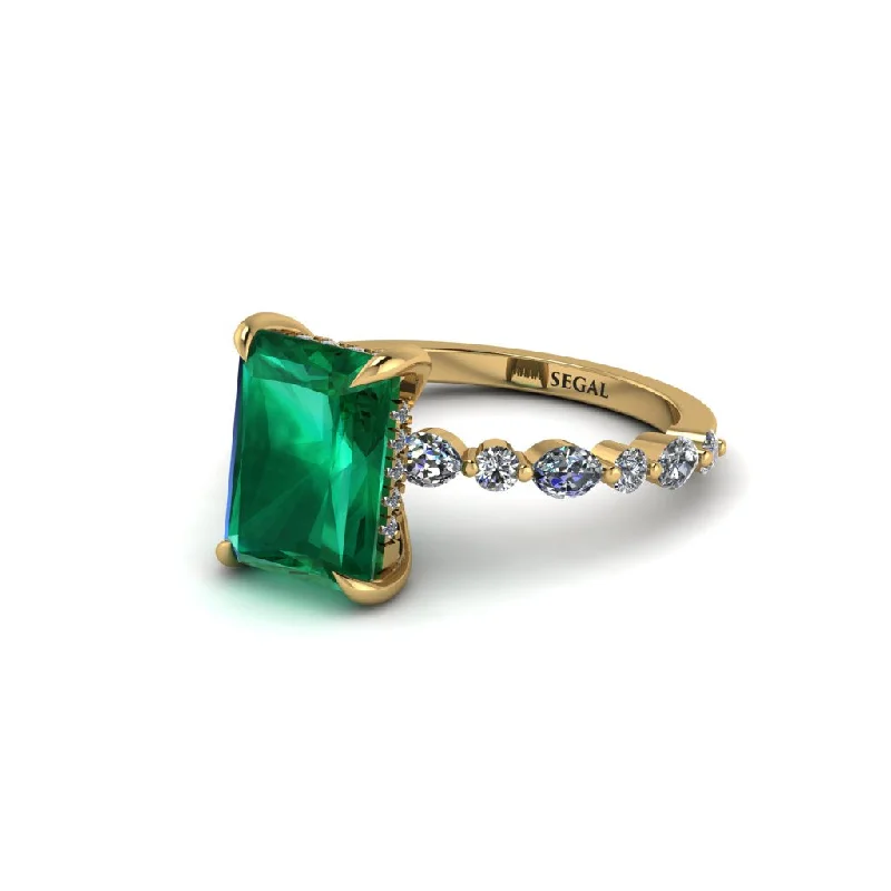 Classic Diamond Wedding Rings For Brides-Radiant-Cut Emerald Eternal Radiance Engagement Ring - Skye No. 4