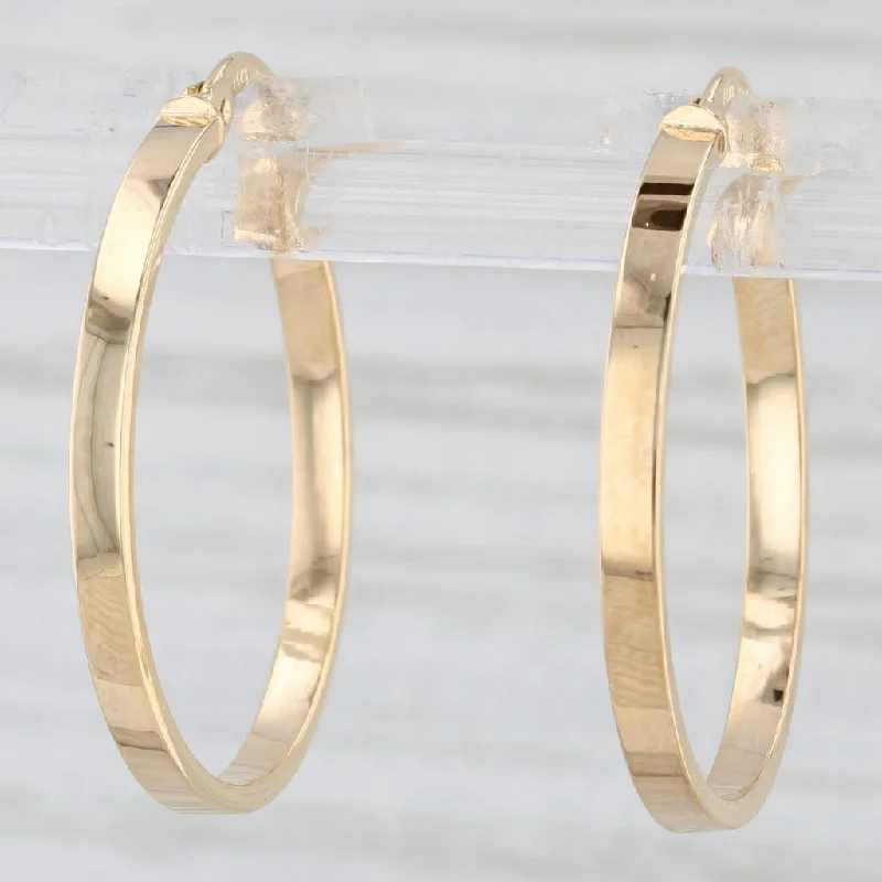 Beautiful Dangle Earrings For Formal Occasions-Round Hoop Earrings 14k Yellow Gold Snap Top Pierced Hoops 24.3mm