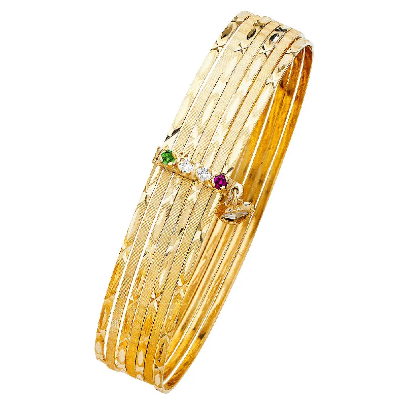 Bangles With Simple Touch-14K SEMANARIO 7DAYS BANGLE WITH CZ