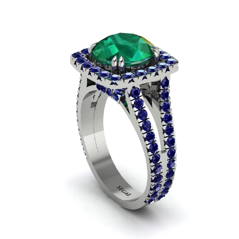 Unique Diamond Engagement Rings For Brides-Emerald Pave Split Shank Engagement Ring - Averie No. 66