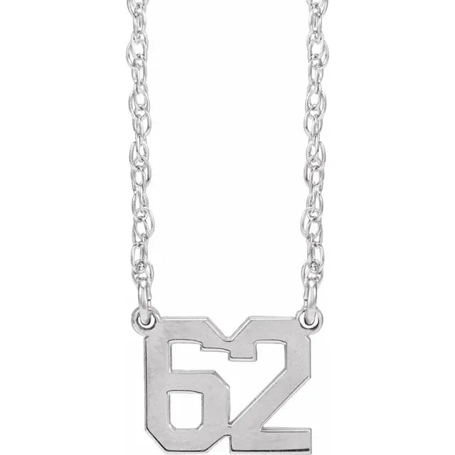 Fashionable Drop Necklaces For Trendy Style-Sterling Silver Sports Numbers 16-18" Necklace