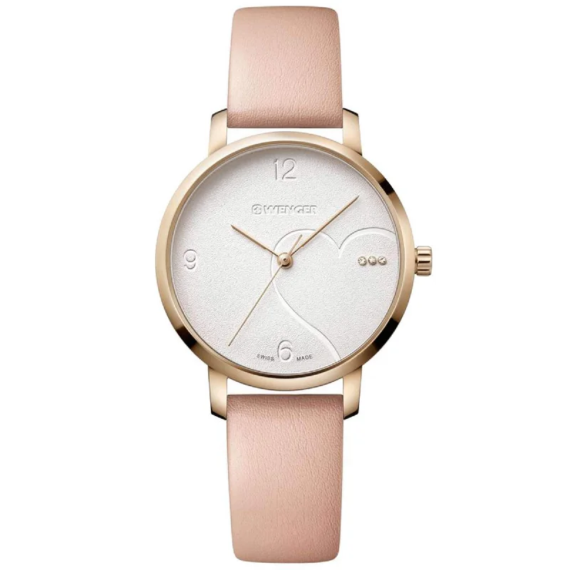 Watches For Summer Fashion-Wenger Women's Watch - Metropolitan Donnissima White Dial Pink Strap | 01.1731.110