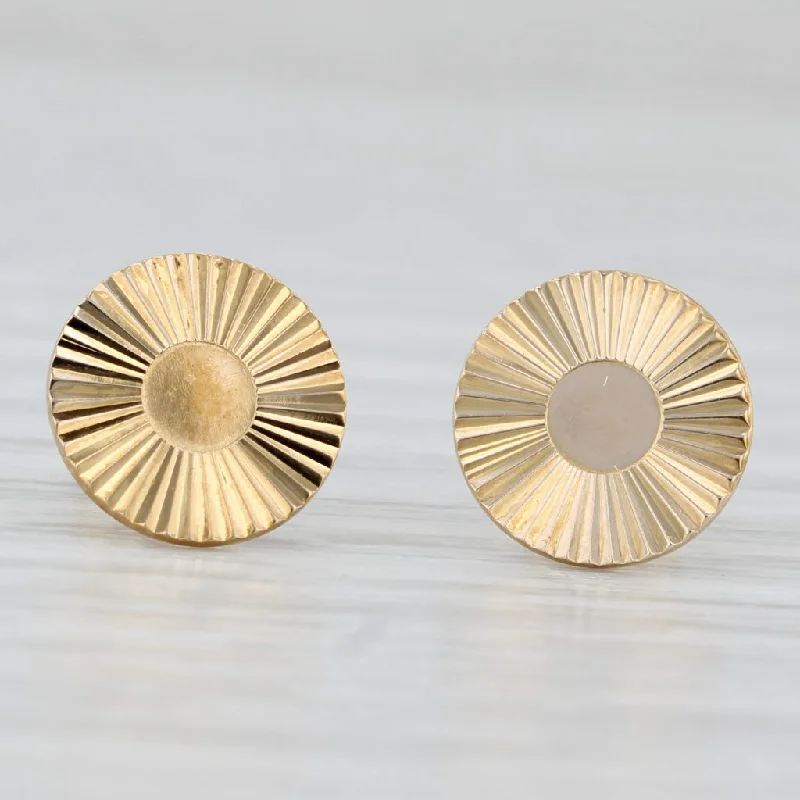 Beautiful Silver Drop Earrings For Wedding-Rayed Stud Earrings 14k Yellow Gold Circle Round Studs