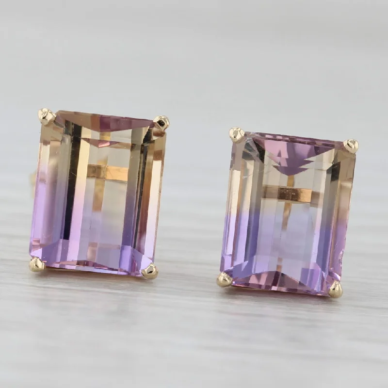 Elegant Drop Earrings For Formal Wear-Purple Yellow 6.20ctw Ametrine Stud Earrings 14k Yellow Gold Solitaires