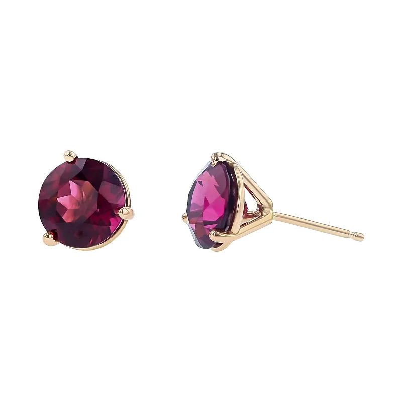 Custom Sterling Silver Earrings For Gifts-14K Rose Gold Rhodolite Garnet Stud Earrings