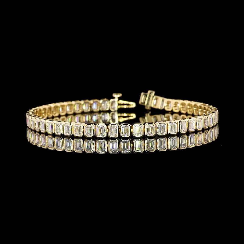 Bracelets For Office Wear-14K Yellow Gold Lab Grown Diamond Emerald Tennis Bracelet BC1303