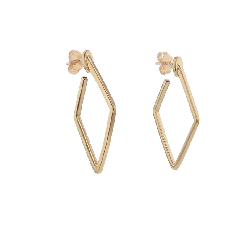 Simple Gold Earrings For Timeless Style-18K Gold Small Square Hoop Earrings