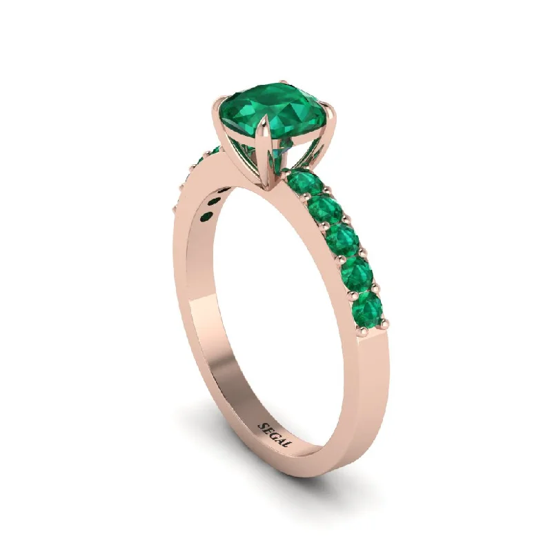 Classic Gold Engagement Rings For Brides-Cushion-Cut Emerald Classic Elegance Engagement Ring - Demi No. 20