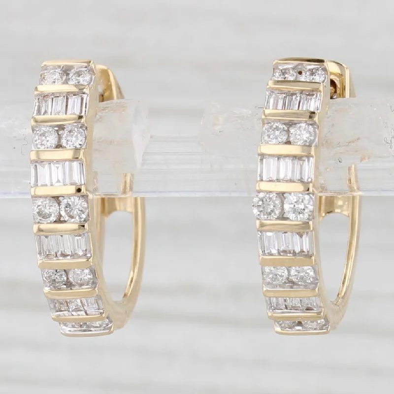 Custom Drop Earrings For Personalized Jewelry-New 0.48ctw Diamond Hoop Huggie Earrings 14k Yellow Gold Snap Top Posts