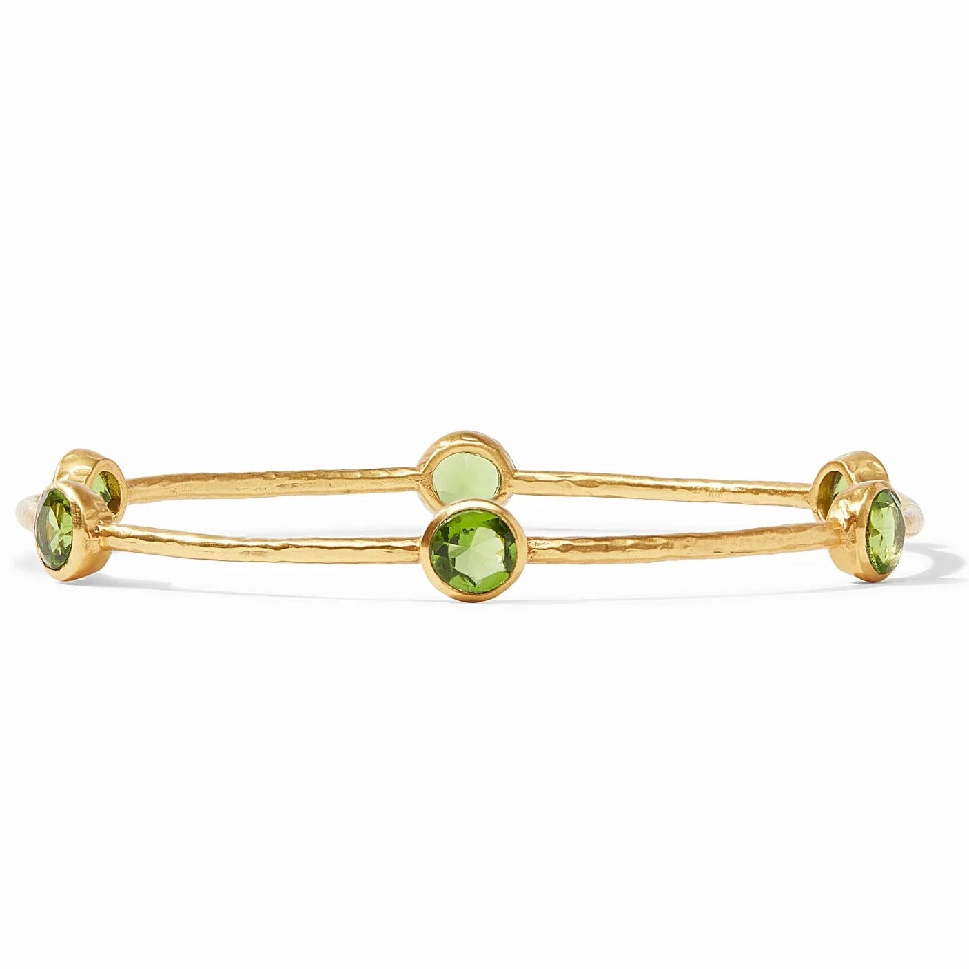 Bangles With Multicolor Stones-Julie Vos 24K Gold Plated Milano Bangle Bracelet with Green Chalcedony, Large