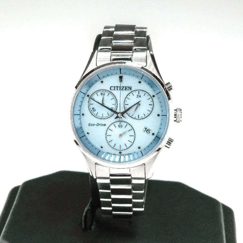 Watches For Bohemian Style-Citizen Eco-Drive Chandler Chronograph Ladies Stainless 32mm Watch FB1440-57L