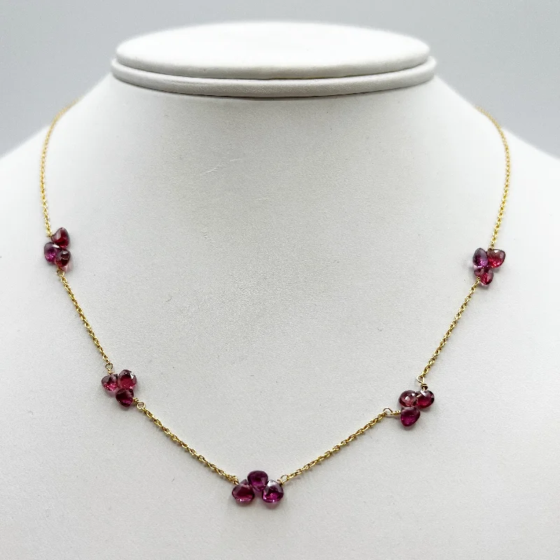 Gold Necklaces For Everyday Glam-Pink Tourmaline Briolettes on Gold Filled Chain Necklace