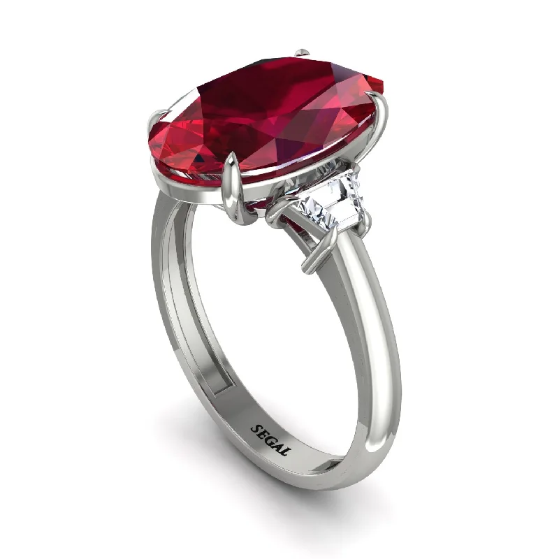 Stunning Engagement Rings For Brides-Oval-Cut Ruby Three Stone Engagement Ring - Amari No. 12