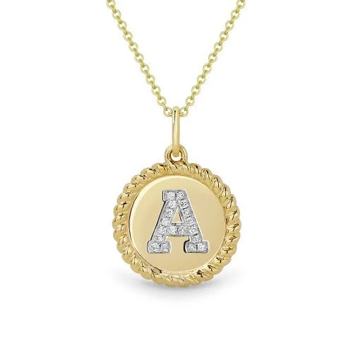 Bold Chain Necklaces For Special Events-14K Yellow Gold Initial A Charm Necklace