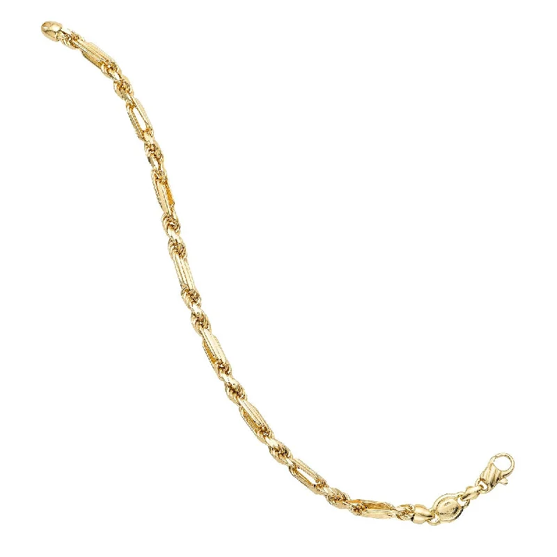 Bracelets For Women With Large Wrists-14K Yellow Gold 8.5" Gent's Figarope Bracelet with Lobster Clasp FGRP090-0850