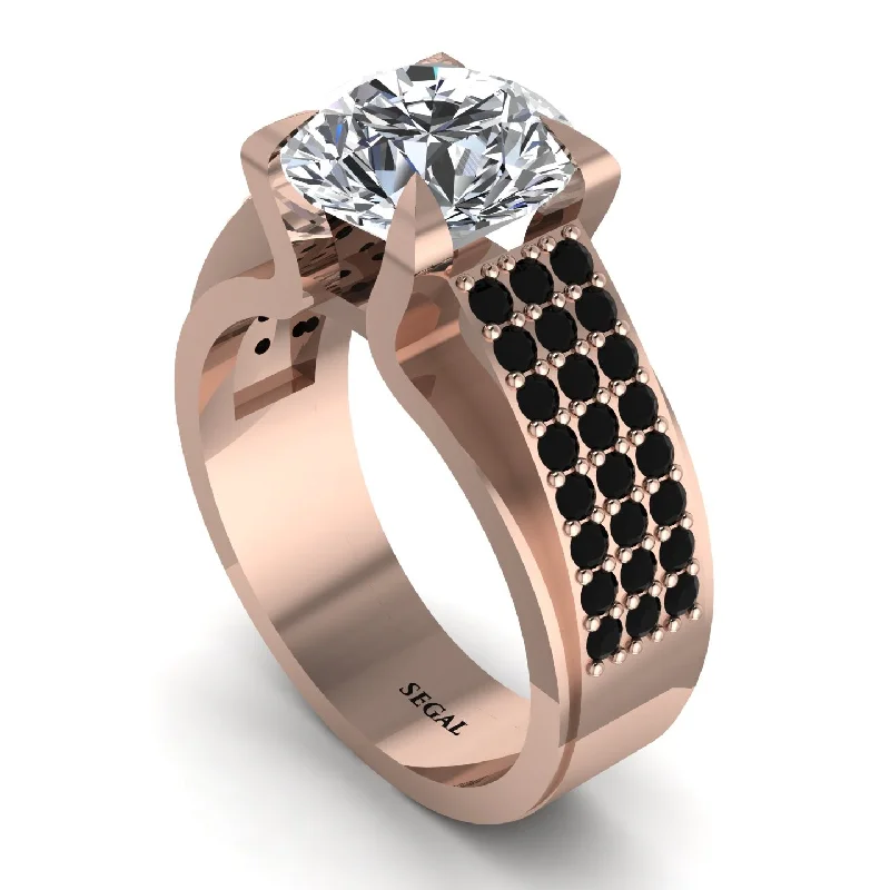 Stunning Engagement Rings For Special Moments-Round Cut Diamond 14K Gold Pave Engagement Ring - Saylor No. 32